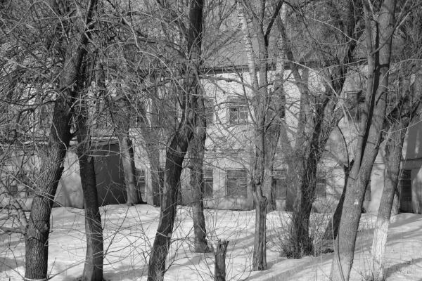 The school building (presumably). Photo: Mikhail Konchits, International Memorial Photo Archive